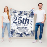 25th Birthday Navy Balloons<br><div class="desc">A gorgeous navy and silver balloon happy 25th birthday fleece blanket. This fabulous design is the perfect way to wish someone a happy twenty-fifth birthday (or any age!) Personalise with our own custom name and message. Blue coloured typography and gorgeous navy blue and silver balloons.</div>