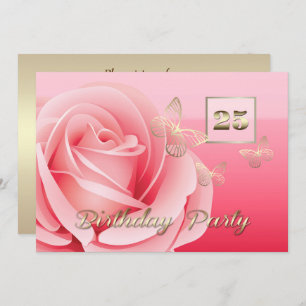 25th Birthday Party Custom Invitations