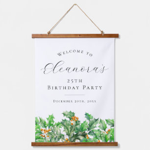 25th Birthday Party December Birth Flower Welcome Hanging Tapestry