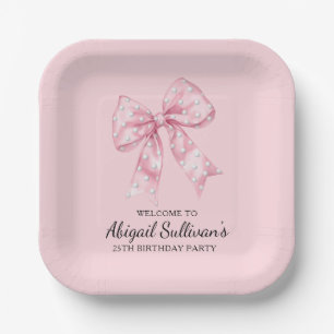 25th Birthday Party Golf Theme Pink Bow Golf Ball Paper Plate
