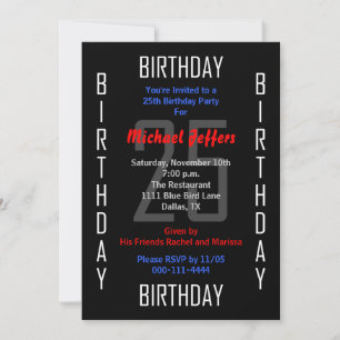 25th Birthday Party Invitation 25