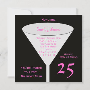 25th Birthday Party Invitation 25th Toast