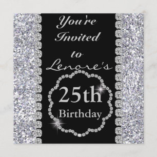25th Birthday Party Invitation DIAMONDS & SPARKLES