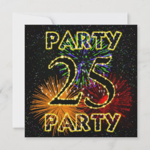 25th birthday party invitation with fireworks