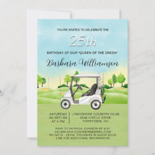 25th Birthday Party Lady Golfer Theme Invitation