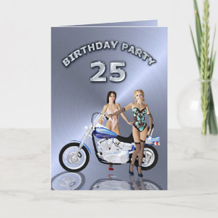 25th Birthday party with a girl and motorbike Invitation
