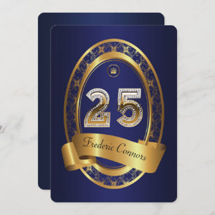 25th,birthday party woman man,elegant colour invitation