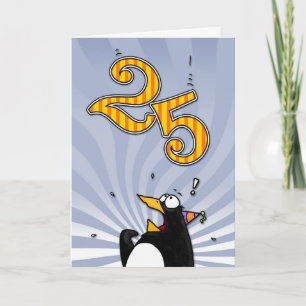 25th Birthday - Penguin Surprise Card