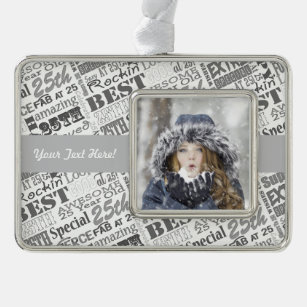 25th Birthday Personalised Party Gifts Silver Plated Framed Ornament
