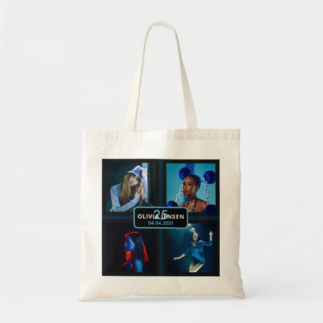 25th birthday photo collage woman  tote bag (Front)