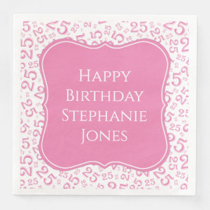 25th Birthday Pink/White Bracket Number Pattern Napkin