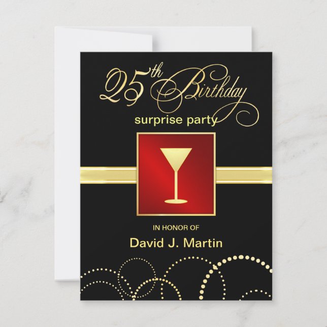 25th Birthday Surprise Party Invitations (Front)