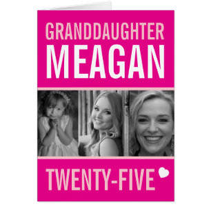 25th birthday three photos pink granddaughter