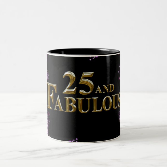 25th  Birthday  Two-Tone Coffee Mug (Center)