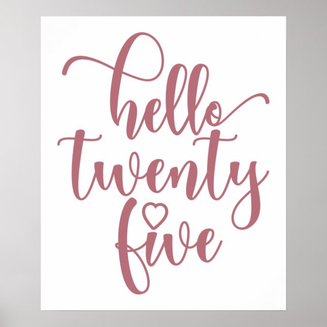 25th Birthday Women Hello 25 Cute 25 Years Old Poster (Front)