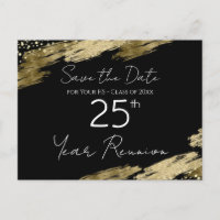 25th Class Reunion Black and Gold Elegant