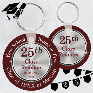 25th Class Reunion Ideas, 25th Reunion Favors, Key Ring