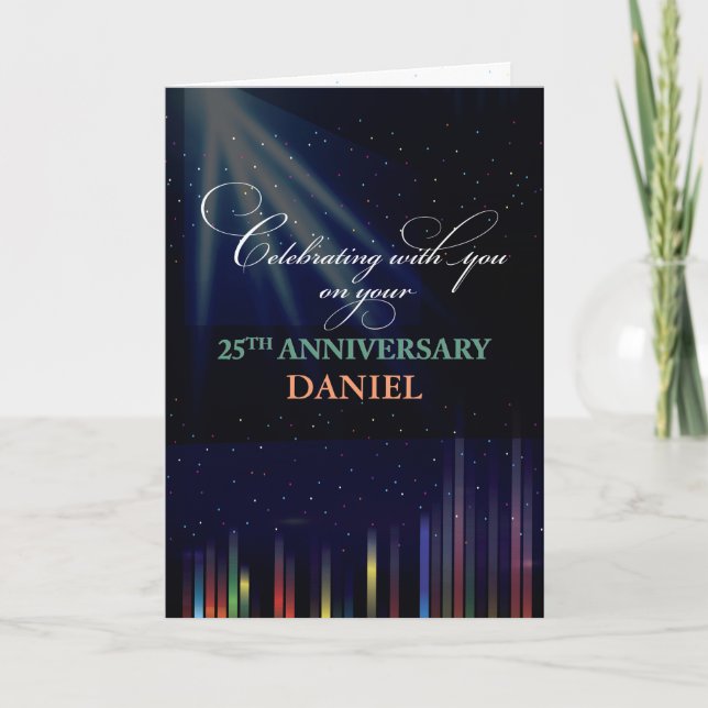 25th Employee Anniversary Sky, Customisable Black Card (Front)