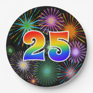 25th Event - Fun, Colourful, Bold, Rainbow 25 Paper Plate