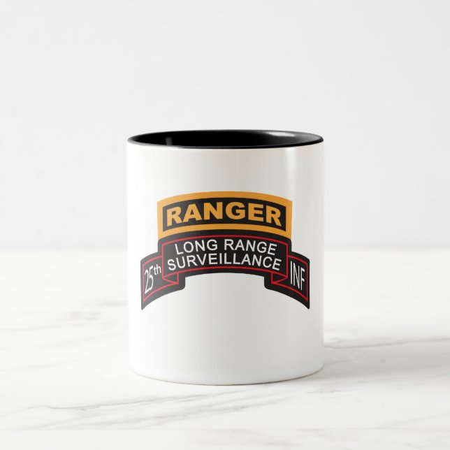 25th Infantry Division LRS Scroll, Ranger Tab Two-Tone Coffee Mug (Center)