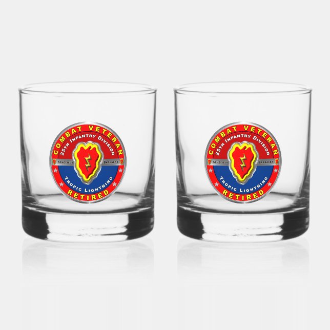 25th Infantry Division Retired Whiskey Glass (Front)