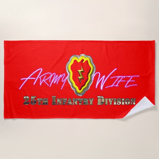 25th Infantry Division Wife Beach Towel (Front)