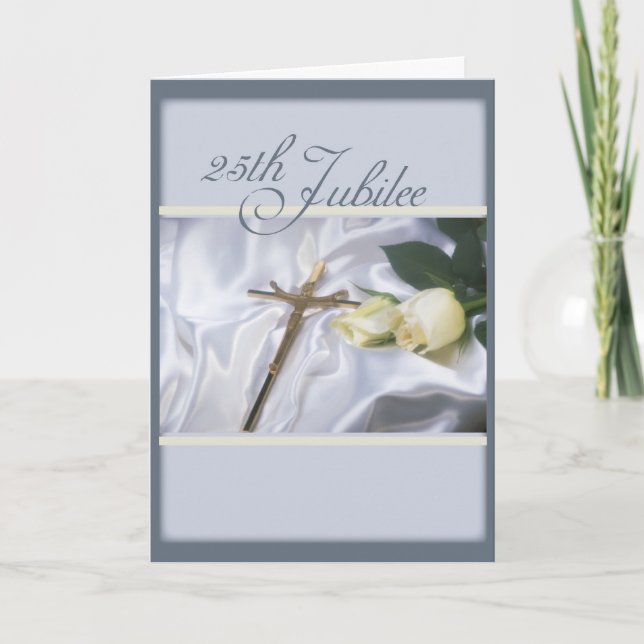 25th Jubilee Cross & Roses Card (Front)