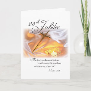 25th Jubilee Religious Life, Nun, Cross Candle Card