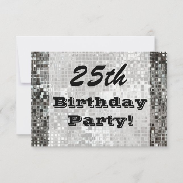 25th Or Any Age Birthday Party Silver Invitation (Front)