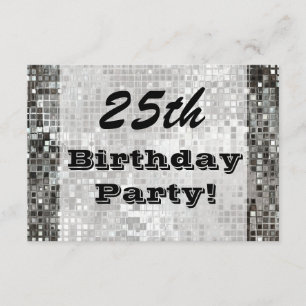 25th Or Any Age Birthday Party Silver Invitation