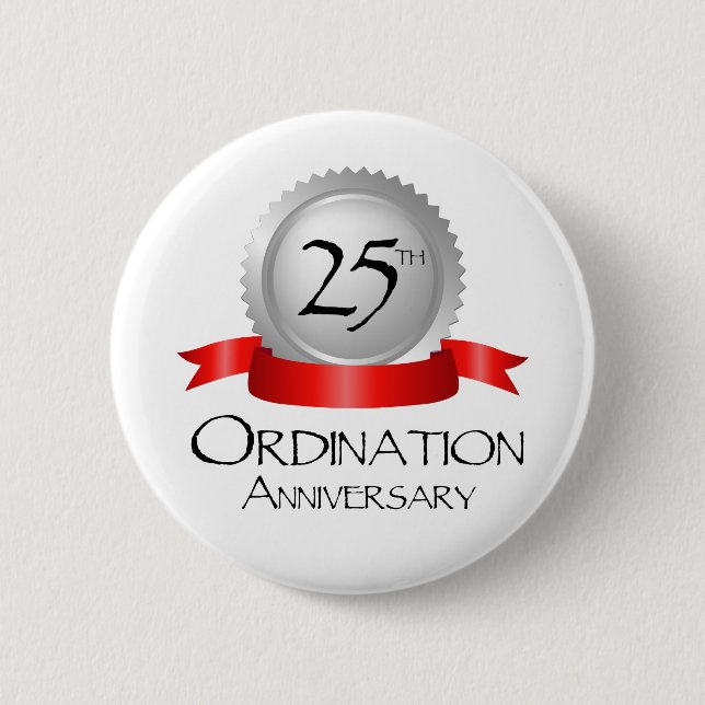 25th Ordination Anniversary Cross Host 6 Cm Round Badge (Front)