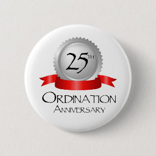 25th Ordination Anniversary Cross Host 6 Cm Round Badge