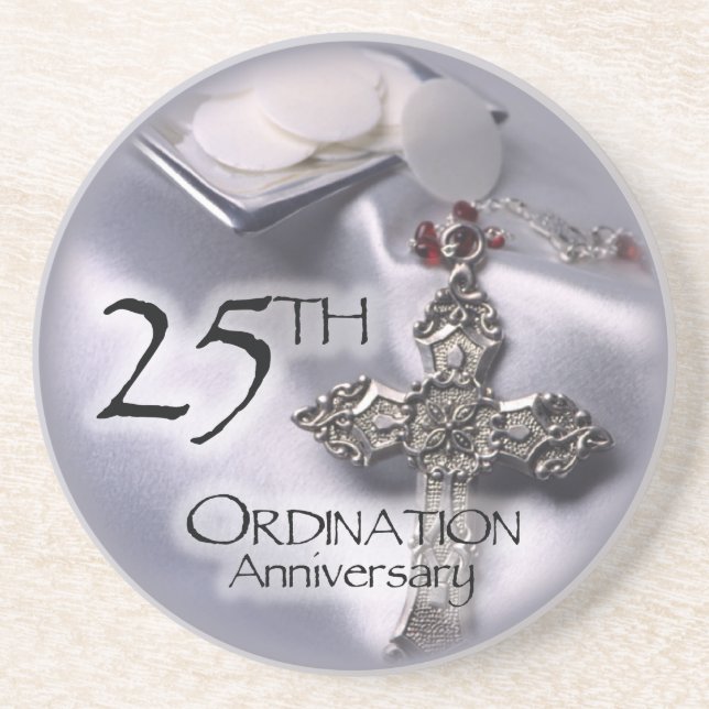 25th Ordination Anniversary Cross Host Coaster (Front)