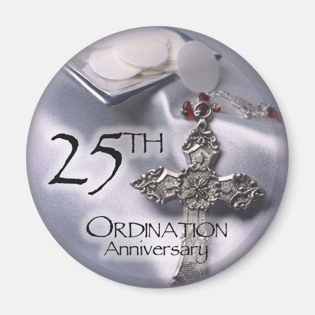 25th Ordination Anniversary Cross Host Magnet (Front)