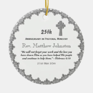 25th Ordination Anniversary Personalised Scripture Ceramic Tree Decoration