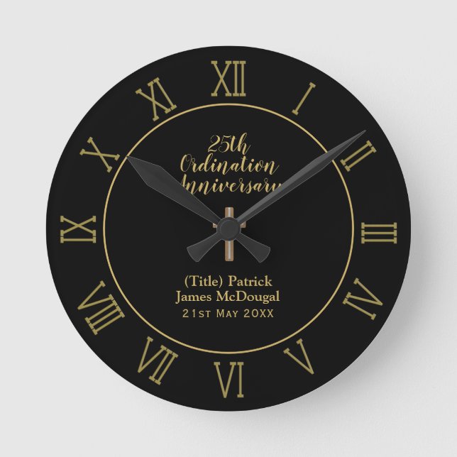 25th Ordination Anniversary Priest Gift Customised Round Clock (Front)