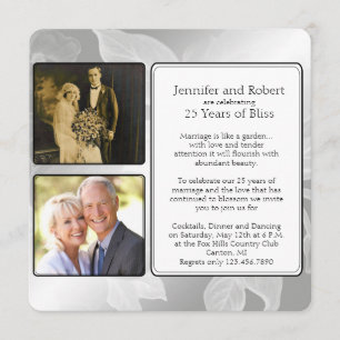 25th Rose Garden Photo Anniversary Invitation