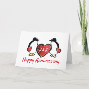 25th ruby wedding anniversary penguin card