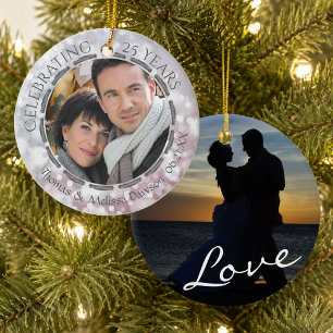 25th Silver Anniversary, 2-Sided, 2-Photo Ceramic Tree Decoration