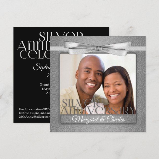 25th Silver Anniversary Celebration with Photo Invitation (Front/Back)