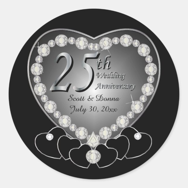 25th Silver Anniversary Classic Round Sticker (Front)