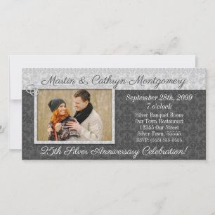 25th Silver Anniversary Damask with Photo