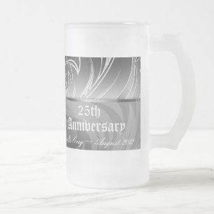 25th Silver Anniversary Floral Beer Stein Mug