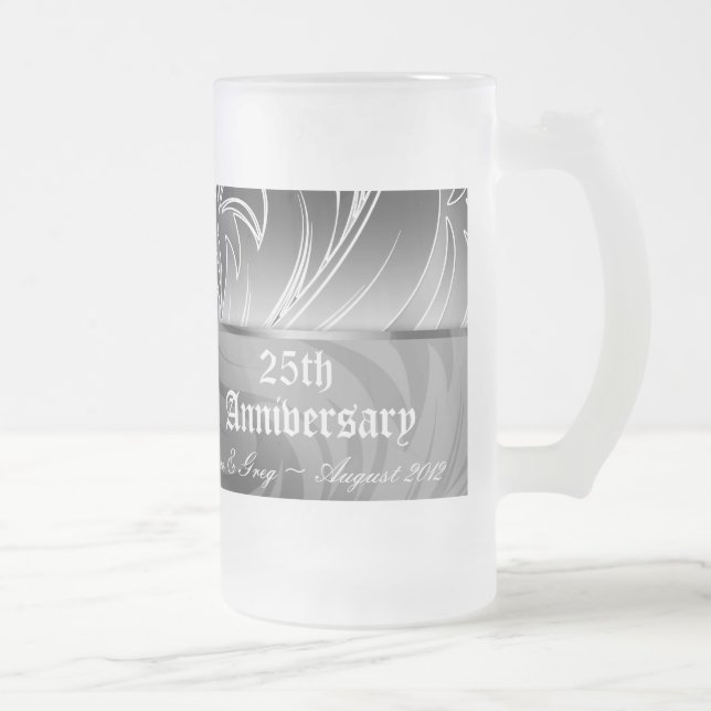 25th Silver Anniversary Floral Beer Stein Mug (Right)