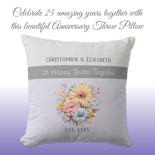 25th silver anniversary flowers purple cushion (Creator Uploaded)