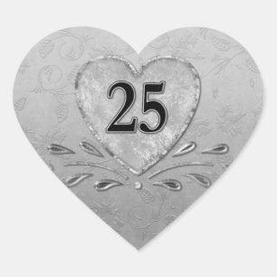 25th Silver  Anniversary Heart Heart Sticker