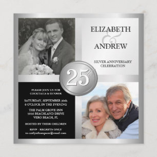 25th Silver Anniversary Invitations with 2 Photos