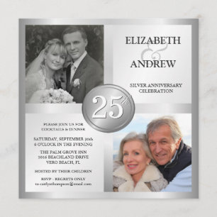 25th Silver Anniversary Invitations with 2 Photos