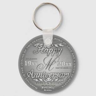 25th Silver Anniversary Monogram Key Ring