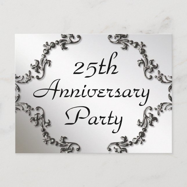 25th Silver Anniversary Party Invitation Postcards (Front)